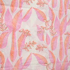 Cream and Pink Color Cotton Print  Fabric with Gold Highlight