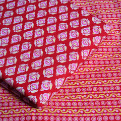 5 Mtr. Red Color Mix and Match Cotton Printed  Fabric 5mtr Set