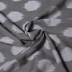 light gray and blue with blue dot cotton ikat fabric