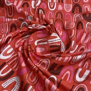 Red Cotton Digital Printed Fabric(1.30Meter Piece)