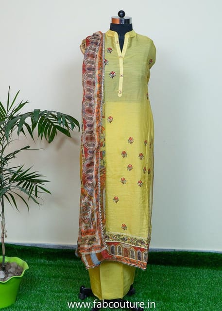 Muslin Printed Suit With Shantoon Bottom And Pure Chiffon Dupatta Unstitiched Suit Set