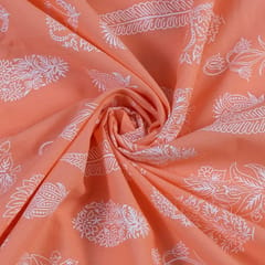 Peach Cotton Amaya Khadi Printed Fabric