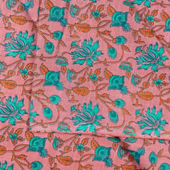 Peach Dazzle Cotton Slub Printed Fabric(85Cm Piece)