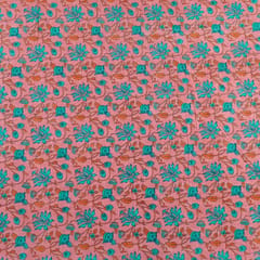 Peach Dazzle Cotton Slub Printed Fabric(85Cm Piece)