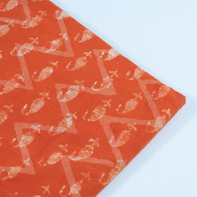Orange Cotton Batik Printed Fabric