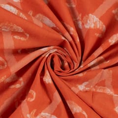 Orange Cotton Batik Printed Fabric