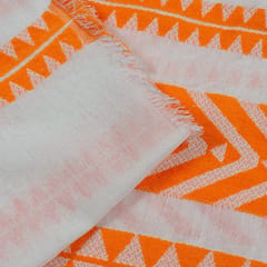 WHITE  WITH  ORANGE  STRIPES fabric