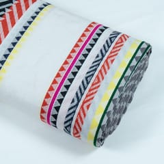 WHITE WITH MULTICOLOR STRIPES JACQUARD fabric