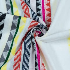 WHITE WITH MULTICOLOR STRIPES JACQUARD fabric
