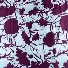 Wine Color Zara Satin Printed Fabric(1Meter Piece)