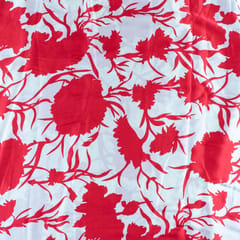 Red Color Zara Satin Printed Fabric(70Cm Piece)