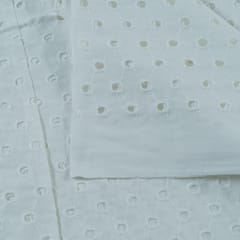 White Color Dyeable Cotton Chikan Embroidered Fabric