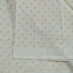 Dyeable Cotton Chikan Embroidered Fabric