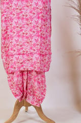 Pink Color Muslin Print with Embroidered Shirt with Muslin Afgani Salwar