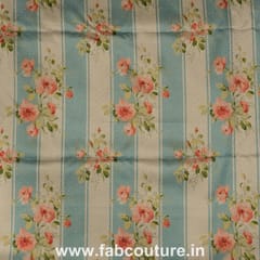 Poly Silk Stripes Floral Printed Fabric