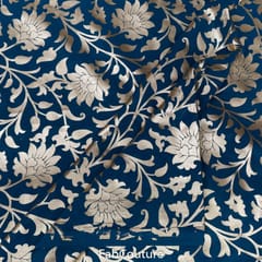 Peacock Green Colour Georgette Foil Floral Printed Fabric