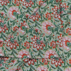 Sage Green Color Dola Silk Digital Printed Fabric