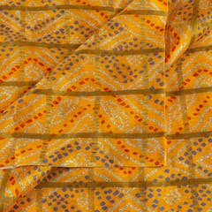 Yellow Color Chinon Jacquard Digital Printed Fabric