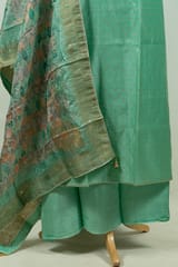 Sea Green Color Chanderi Embroidered Shirt with Bottom and Banarasi Silk Printed Dupatta