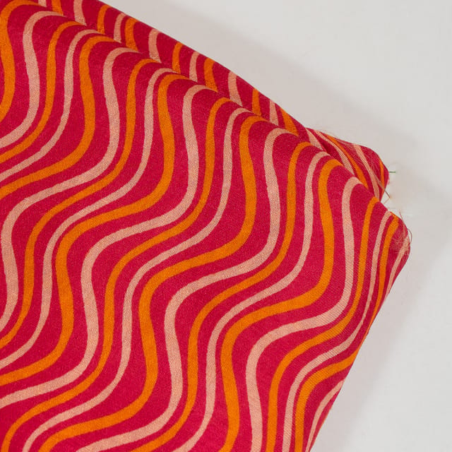 Majenta Color Dola Silk Digital Printed Fabric