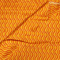 Yellow Color Dola Silk Digital Printed Fabric