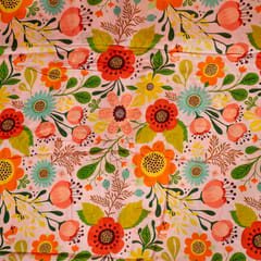 Pink Color Dola Silk Digital Printed Fabric