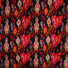 Black Color Dola Silk Digital Printed Fabric