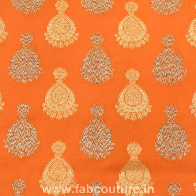 Orange Brocade Jhumka fabric