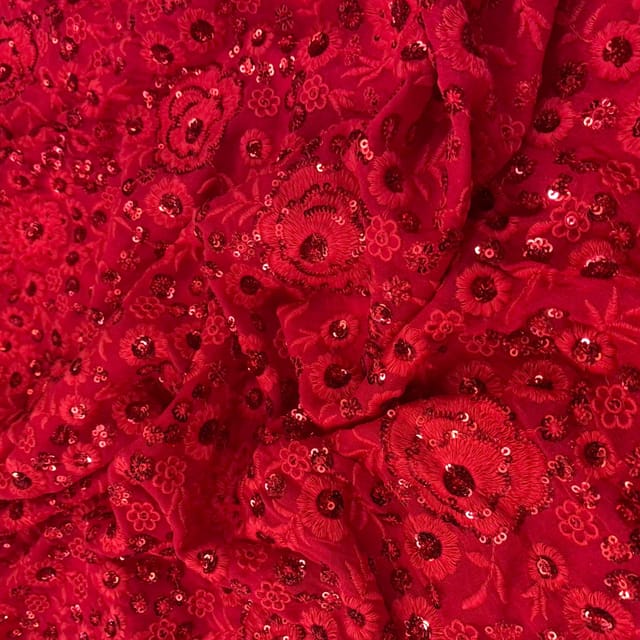 Red Georgette Embroidery