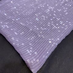 Mauve Georgette Sequins Embroidery Fabric