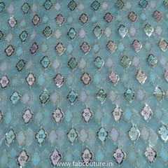 Sky Blue Organza Embroidered Fabric