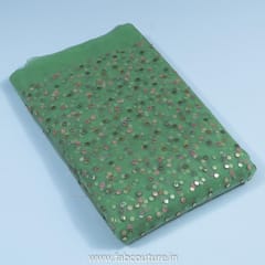 Green Color Net Embroidered Fabric