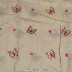 Beige Color Chanderi Thread Embroidery (2.7Meter Cut Piece)