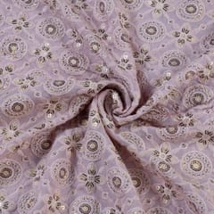 Pink Georgette Embroidered Fabric