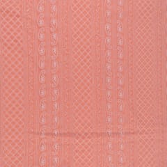 Peach Color Georgette Chikan Embroidery fabric
