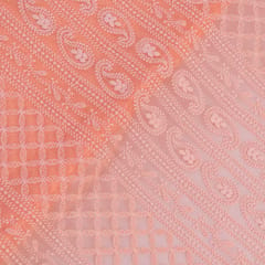 Peach Color Georgette Chikan Embroidery fabric