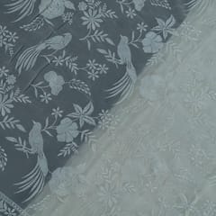Dyeable Georgette Thread Embroidered Fabric
