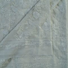 Dyeable Georgette Thread Embroidered Fabric
