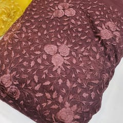 Net Mono Tone Thread Embroidered Fabric