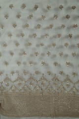 White Color Dyeable Georgette Zari Embroidered Fabric