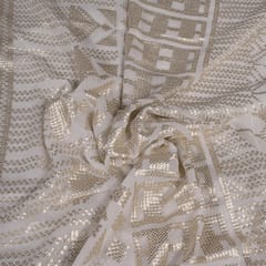 White Color Dyeable Georgette Sequins Embroidered Fabric