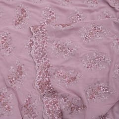 Powder Pink Color Imported Georgette Embroidery