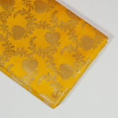 Yellow Color Satin Brocade Fabric