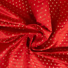 Red Color Satin Brocade Fabric