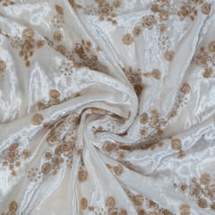 White Dyeable Viscose Velvet Embroidered Fabric