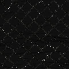 Black Color Georgette Beeds Embroidered Fabric