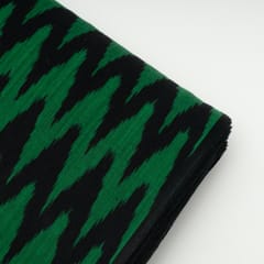 Black with Green Color Cotton Ikat Fabric