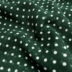Dark Green Polka Dot Printed Georgette Fabric