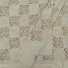 Off White Color Imported Cotton Embroidered Fabric