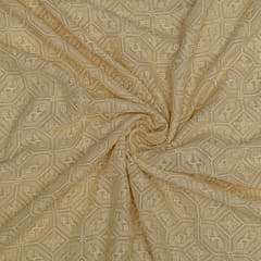Cream Color Georgette Embroidered Fabric